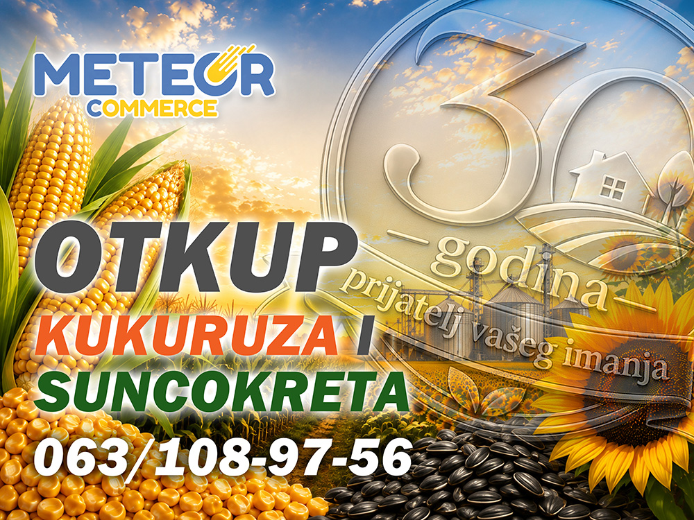 Meteor Commerce – otkup kukuruza i suncokreta, rod 2026, telefon 063/108-97-56